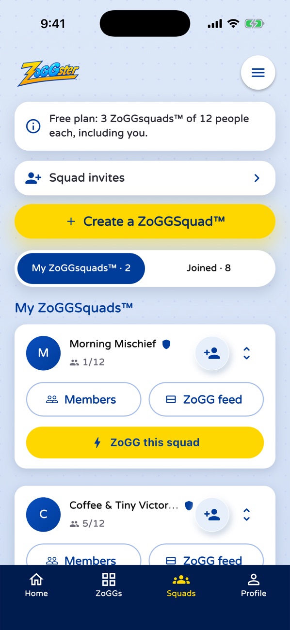 ZoGGsquads: a list of the squads you own and have joined